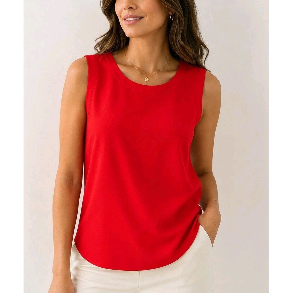 J.Crew Women's XXS Red Sleeveless Shell Top Business Casual Office